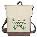Cannabis Boss Canvas Backpack-Ivory & Brown