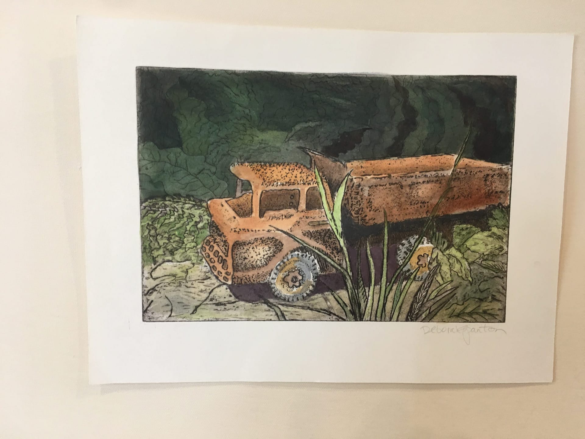 Hand Colored Etching: Truck