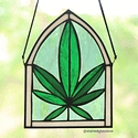 Custom Cannabis Leaf Stained Glass Piece (Small)