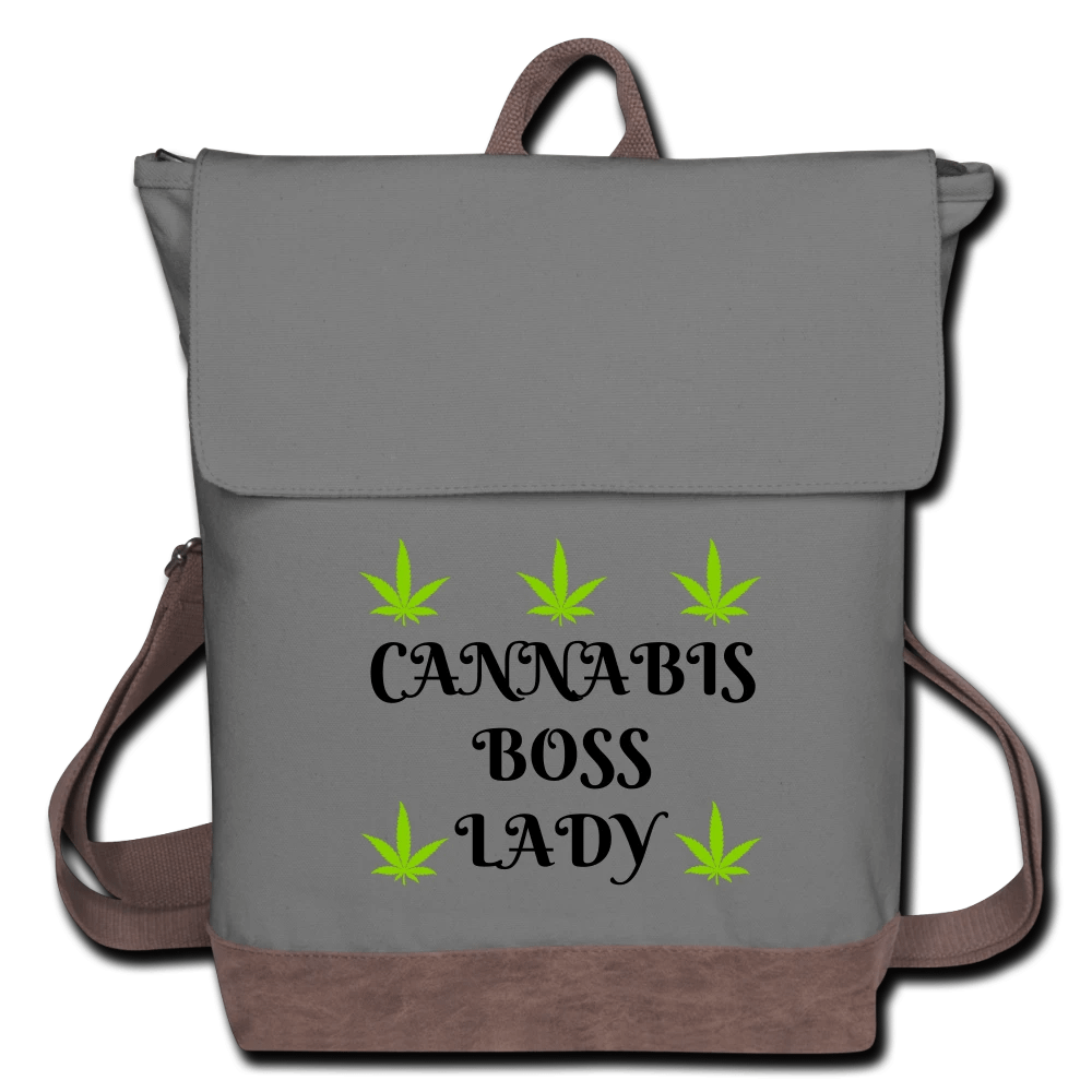 Cannabis Boss Lady Canvas Backpack-Gray/Brown