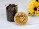 Sun and Moon Smell Proof Glass Storage Jars with Engraved Airtight Bamboo Lid for Cookies, Sugar, Tea, Spices, Coffee and Dog Treats